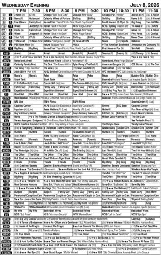 WEDNESDAY EVENING TV LISTINGS